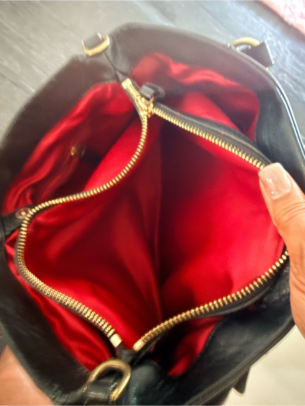 Coach Black Leather Shoulder Tote with Gold Accents - Picture 8 of 8